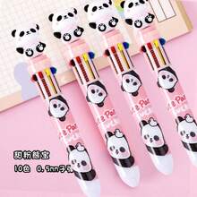 Kawaii Multicolor Ballpoint Pen, 10 Colors, Cute Panda Bear Sitting Design - 淺粉色 - 查看 4