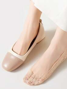 5 Pairs Spring Summer Women Boat Socks Slippers Fashion Sexy Lace Invisible Sock Hollow Silicone Non-Slip Breathable Thin Comfortable Socks - Multicolor - View 5