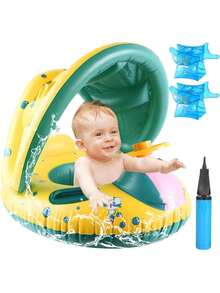 Flotador de Piscina para Niños, Flotador Inflable para Niños, Juguetes de Fiesta de natación en la Playa para niños y Adultos, con toldo, Incluye Bomba + Brazaletes de ,37856911 - Tipo de Enchufe A Japonés (100V) - Ver 1