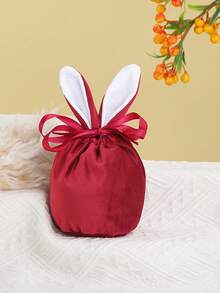 1pc Easter Bunny Bag, Velvet Drawstring Rabbit Ear Design, Rabbit Candy Gift Bag For Cookies, Chocolates, Eggs, Rabbit Party, Birthday, Wedding, Baby Shower, Rewards - Multicolor - View 15