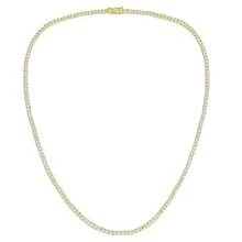 MDFUN 18K镀金2.0毫米圆形切割立方氧化锆网球项链，男女皆宜 - 金色 - 查看 2