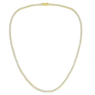 MDFUN 18K镀金2.0毫米圆形切割立方氧化锆网球项链，男女皆宜