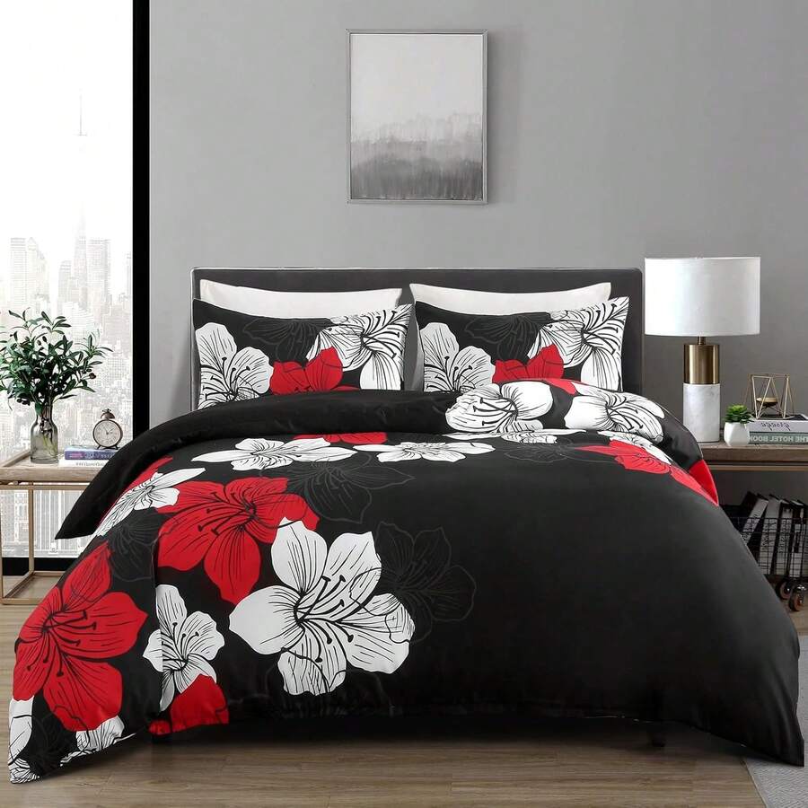 King Size Comforter Set Black/Gold Floral Bedding Comforter Sets Soft Microfiber Bed Comforter Set For All Season 3 Piece Botanical Flowers Comforter, Pillowcases Bedroom Decro Room Decor Valentine Decor - Taupe Floral - 查看 1