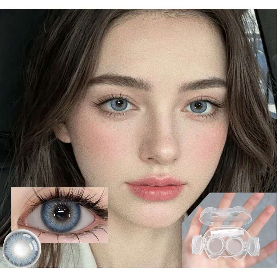 3D Contact Lens Touch Control Box Set, Tweezers Disassembly Tool, Portable Travel Accessories, Suitable For Daily Outdoor Use, Holiday Gifts, Halloween Role-Playing Special, Costume Party Equipment. - 淺藍色 - 查看 1