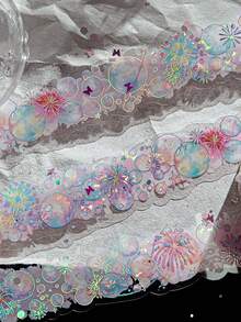 1卷全息银色不规则胶带，浮梦系列，冰晶PET 3D剪贴簿底衬DIY贴纸 - 彩色 - 查看 4