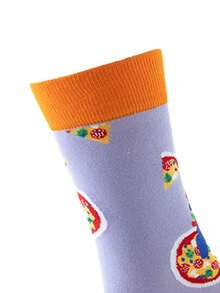 1 Pair Women's Funny Pizza Clown Theme (Cartoon Clown And Pizza Pattern) Cartoon Print Contrast Color Sweat-Absorbent Odor-Resistant Soft Comfortable Novelty Interesting Boat Socks, A Fun Gift For Women/Mothers/Daughters/Grandmothers/Wives/Girlfriends, Pizza And Comedy Lovers, Suitable For Birthday/Pizza Night/Christmas/Everyday Occasions, Comfortable Autumn/Winter Casual Socks, Can Be Matched With Other Socks. - Multicolor - View 4