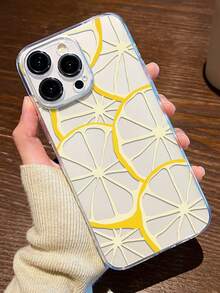 1个柠檬线条拼贴图案透明TPU全包防震防指纹手机壳，兼容三星Galaxy/ 17/17 Pro/17 Pro Max、16/16 Pro/16 Plus、15/15 Pro Max/15 Pro、11/12/13/14 Pro Max、11 Pro/11 Pro Max、12 Pro/12 Pro Max、13 Pro/13 Pro Max、14 Pro/14 Pro Max，时尚创意 - 彩色 - 查看 1