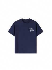 Tween Girl Soft & Comfortable Sea Turtle Print T-Shirt, Suitable For Daily Wear And Vacation In Summer - Navy Blue - View 8