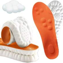 1 par de plantillas deportivas 4D, plantillas suaves y elásticas con soporte de arco, transpirables y resistentes a los olores, con absorción de impactos, adecuadas para correr, entrenar y uso diario - Naranja - Ver 7