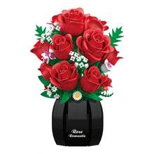Assembled Rose Bouquet Building Blocks, High-Appearance DIY Toy, Perfect Gift For Girlfriend/Lover/Family, Ideal Home Ornament For New Year & Valentine's Day - Red - View 4
