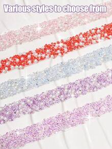 3pcs Set Transparent Shoulder Straps With Pearl & Rhinestone Decor, Adjustable Hooks, Sexy Seamless Bra Straps, Versatile Design - Multicolor - View 4