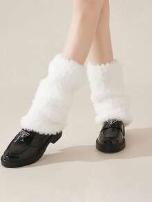 1 đôi tất giữ ấm chân nữ màu trắng ấm áp, đa năng, thích hợp mặc thường ngày. - trắng - Xem 3