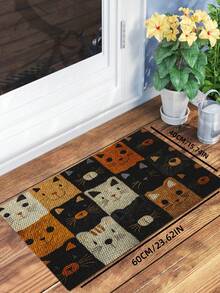 1件装可爱猫咪印花门垫/浴室垫，卡通风格，涤纶材质，防滑底，可机洗，经久耐用，适用于室内入口、厨房、户外，也可作地毯、客厅、卧室、浴室、房间装饰、办公室装饰等。 - 彩色 - 查看 12