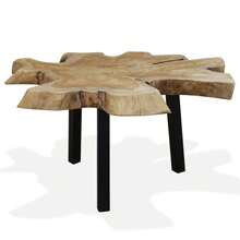 mesa vidaXL Basse Teck autêntica 80x70x38 cm - Castanho - Ver 2