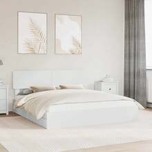 vidaXL Lit de Rangement Blanc 180 x 200 cm Bois d'ingénierie - Blanc - Voir 2