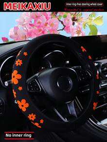 MEIKAXIU 1 Vỏ bọc vô lăng bằng vải xốp mềm họa tiết hoa, phù hợp với xe 14,5-15 inch, phụ kiện trang trí cho nữ - Hoa xốp ba chiều - Xem 15