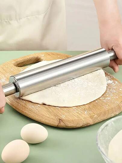 Rolo de Massa de Aço Inoxidável Reforçado com Alça Antiderrapante, Durável e Pesado, Adequado para Pizza, Biscoitos, Massas e Pastelaria, Fácil de Limpar e Resistente à Ferrugem, Essencial para Cozinhar em Casa, Presente Perfeito para o Natal e Halloween