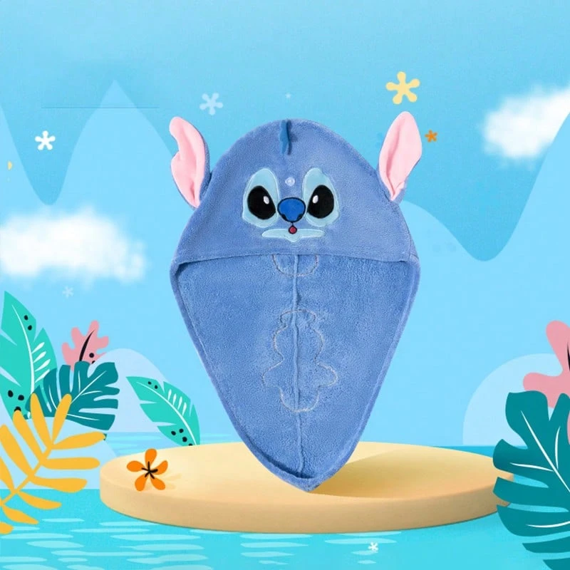 Miniso Mũ trùm đầu sấy tóc 3D Lilo & Stitch bằng vải nhung mềm mại - Chất liệu sợi nhỏ mềm mại, chi tiết hình nhân vật 3D, khả năng thấm hút nước cao giúp sấy khô tóc hiệu quả sau khi tắm (1 chiếc) - Màu xanh lam - Xem 1
