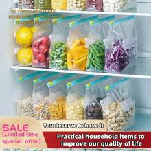 10/45个可重复使用密封食品保鲜袋（10个大号+15个中号+20个小号），加厚冷冻袋，微波炉适用，蓝色，用于长期食品保鲜和整理，透明PE拉链袋，适用于厨房食品分类、零食储存、果蔬分类、食品安全，居家必备收纳袋 - 白色 - 查看 1