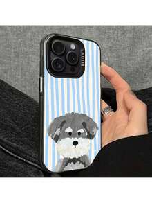 Encantador Cachorro Gris, Perro Adorable con Ojos Suaves, Diseño de Funda para Teléfono Cómoda y Adorable para iPhone 17 16 15 14 13 12 11 Plus Pro Max - Negro - Ver 6