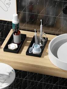 Bathroom Marble Tray Set, 2 Pieces Tray Set, Made Of Silicone, White Marble Texture, Suitable For Bathrooms, Bathtubs, Kitchen Sinks, And Other Bathroom Silicone Trays. - Multicolor - View 10