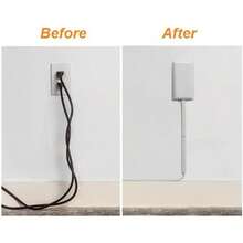 Sleek Socket Cubierta de salida eléctrica ultradelgada a prueba de niños con regleta de alimentación de 3 salidas y kit de cubierta de cable protector, 8 pies, tamaño universal - / - Ver 2