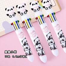 Kawaii Multicolor Ballpoint Pen, 10 Colors, Cute Panda Bear Sitting Design - White - View 7