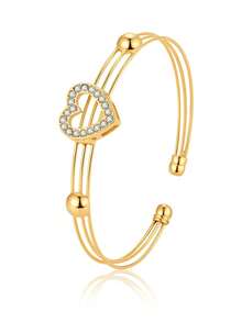 5pcs Heart-Shaped Diamond Jewelry Set, Including Necklace, Bracelet, Ring And Earrings, Suitable For Girls, Minimalist And Elegant Design, Suitable For Daily Wear Or Gift Giving, Also Suitable For Thanksgiving, Back To School And Graduation Seasons