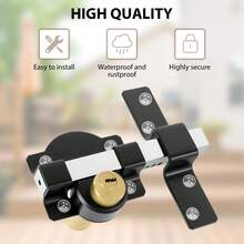 Both Side Unlock Door Lock 50mm Long Throw Stainless Steel Garden Gate Lock With Rear Double Locking And 5 Keys For Yard - Black - View 3