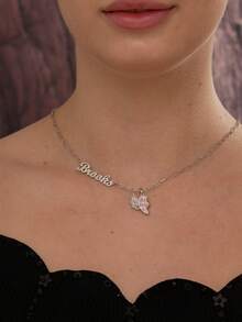 Customized Minimalist Elegant Angel Wings Personalized Name Necklace, 18K Gold Plated Stainless Steel, Graceful Daily And Formal Jewelry Gift For Women, Suitable For Birthday, Mother's Day, Graduation, Anniversary - Customized Letter, Delicate Chain, All-Season Wear, Classic And Modern Style, Personalized Gift For Any Occasion, Comfortable And Versatile, Suitable For Daily Wear Or Events, Women's Long Gold Chain Necklace, Women's Jewelry Set - Multicolor - View 7