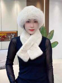 2件套毛绒帽子围巾套装，女士加厚防风耳罩围巾户外保暖帽 - 帽子+圍巾 - 查看 7