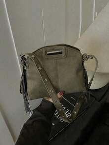 2025 New Arrival Unique Design Tassel Handbag, Personalized Fashion Versatile Tote Bag, Casual Commute Shoulder Crossbody Bag - Green - View 9