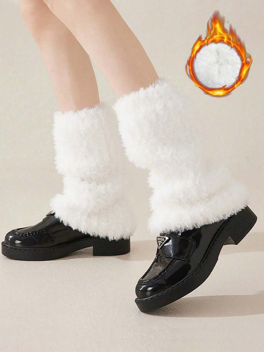 1 đôi tất giữ ấm chân nữ màu trắng ấm áp, đa năng, thích hợp mặc thường ngày. - trắng - Xem 1