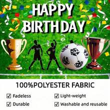 1pc Football-Themed Birthday Party Banner, Birthday Banner Background, Party Photo Backdrop, Wall Decoration Prop, Party Supplies, Home And Outdoor Decorations.