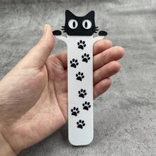 2D亚克力扁平黑色猫头爪书签，猫咪爱好者、女性、学生、教师、读者、爱书人士的理想礼物，适合学校、家庭和阅读爱好者，可爱的动物桌面配件，文具用品。 - 黑與白 - 查看 1