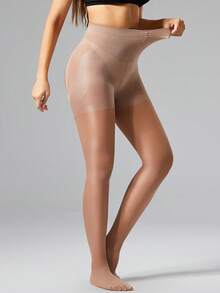 1双女士40D连裤袜，时尚百搭，适合日常穿着 - 杏色 - 查看 1