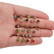 20pcs 304 Stainless Steel 18K Gold-Plated Multicoloured Rhinestone Mini Pendant DIY Charm Jewellery Earrings Necklace Making Pendant Suitable For Women's Everyday Wear Handmade Accessories - Pendant - View 8