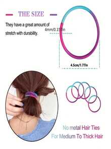 50pcs Multicolor Simple Basic Elastic Hair Ties, Suitable For Thick Hair Ponytail Holders Without Damage, Suitable For Daily Use By Women And Men - Multicolor - View 4