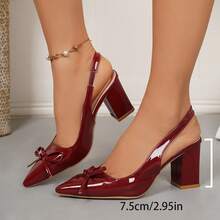 Bowknot Thick Heel Pointed Toe Pumps Suitable For Teenage And High School Students