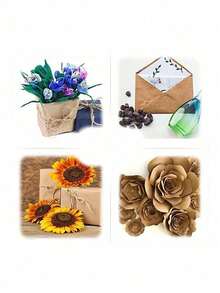 1Rolls Brown Gift Wrapping Paper, Birthday Figurine Making Paper, Flower Gift Wrapping Paper, DIY Making Wrapping Paper, DIY Creative Making Paper - Multicolor - View 4