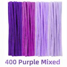 200/400 Limpiapipas de color púrpura mixto, varillas de chenilla verde plegables, limpiapipas púrpura, limpiapipas multicolor para manualidades, suministros de manualidades con palitos peludos, artesanía y manualidades para proyectos creativos hechos a mano, decoraciones, tallos de chenilla limpiapipas para hacer decoraciones de flores y festivales - Multicolor - Ver 15