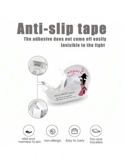1 Set Anti-Slip Tape Kit, Includes 1 Tape Dispenser + 1 Roll Double-Sided Tape, Invisible Shirt Collar Tapes, Transparent Anti-Slip PET Fashion Stickers, Multi-Purpose Stickers, Office Supplies