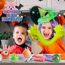 1盒怪兽主题史莱姆玩具套装，DIY手工玩具，史莱姆制作套装，趣味黏土雕塑制作，创意玩具，减压玩具，深受史莱姆爱好者喜爱，高级礼品套装，派对活动，挤压玩具，包含配件和模具 - 彩色 - 查看 6