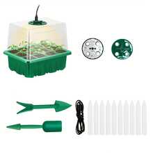 1pc/2pcs/4pcs/5pcs/6pcs Seedling Tray With Grow Light, Plant Seed Starter Kit, Includes Humidity Dome And Base, Indoor Greenhouse Mini Nursery Station For Seed Germination And Seedling (12 Cells Per Tray) - Green - View 10