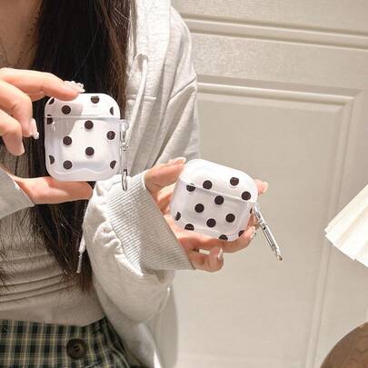 1 Juego de Estuche Protector Minimalista Clásico a Lunares Negros Compatible con Auriculares Inalámbricos Bluetooth Apple Pro/3ra Generación con Correa