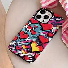 Feliz Día de San Valentín Estética Funda Protectora Colorida en Forma de Corazón 2 en 1, Duradera y Robusta, Diseño de Doble Capa Proporciona Excelente Protección, a Prueba de Golpes, Adecuada para  17 16e 16 15 14 13 12 11 8 7 X XS XR Plus Pro Max Mini SE2 SE3, Regalo de Cumpleaños Navidad para Amigos, Protección de Teléfono, Funda Protectora a Prueba de Golpes, Funda de Teléfono de Moda, Diseño de Moda, Material a Prueba de Golpes, Excelente Durabilidad, Funda de Teléfono , Funda de Teléfono Ultrafina, Entusiastas de la Tecnología, Entusiastas de la Moda - Colores mixtos - Ver 4