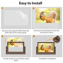 Mixoo 4x6 Picture Frame Rotating Photo Frame, Wooden Picture Frames 4x6 Horizontal Double Sided Rustic Floating Frame For Tabletop Office Wedding - Dark Brown - View 6