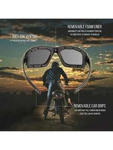 3副摩托车骑行眼镜，带衬垫护目镜，防尘防风，时尚摩托车眼镜，适合户外摩托车骑行、夏季海滩度假、户外旅行