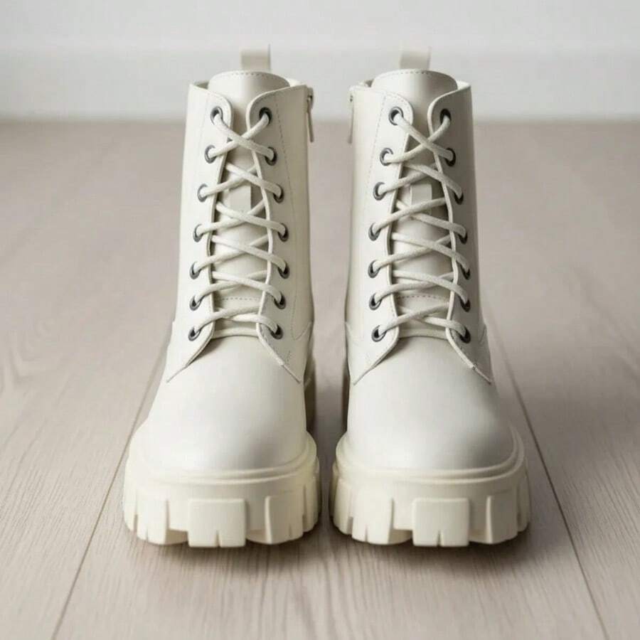 Women's Ankle Boot With Platform, Non-Slip, Comfortable, Modern, Fashionable, Clean, Coquettish, And Cute - 白色 - 查看 1