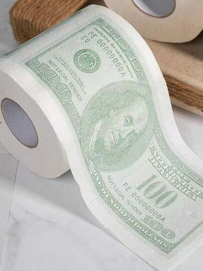 1 Roll Toilet Paper Printed With $100 Bill Pattern, Novelty Gift, Household Cleaning Supplies, Party Supplies, Holiday Gift